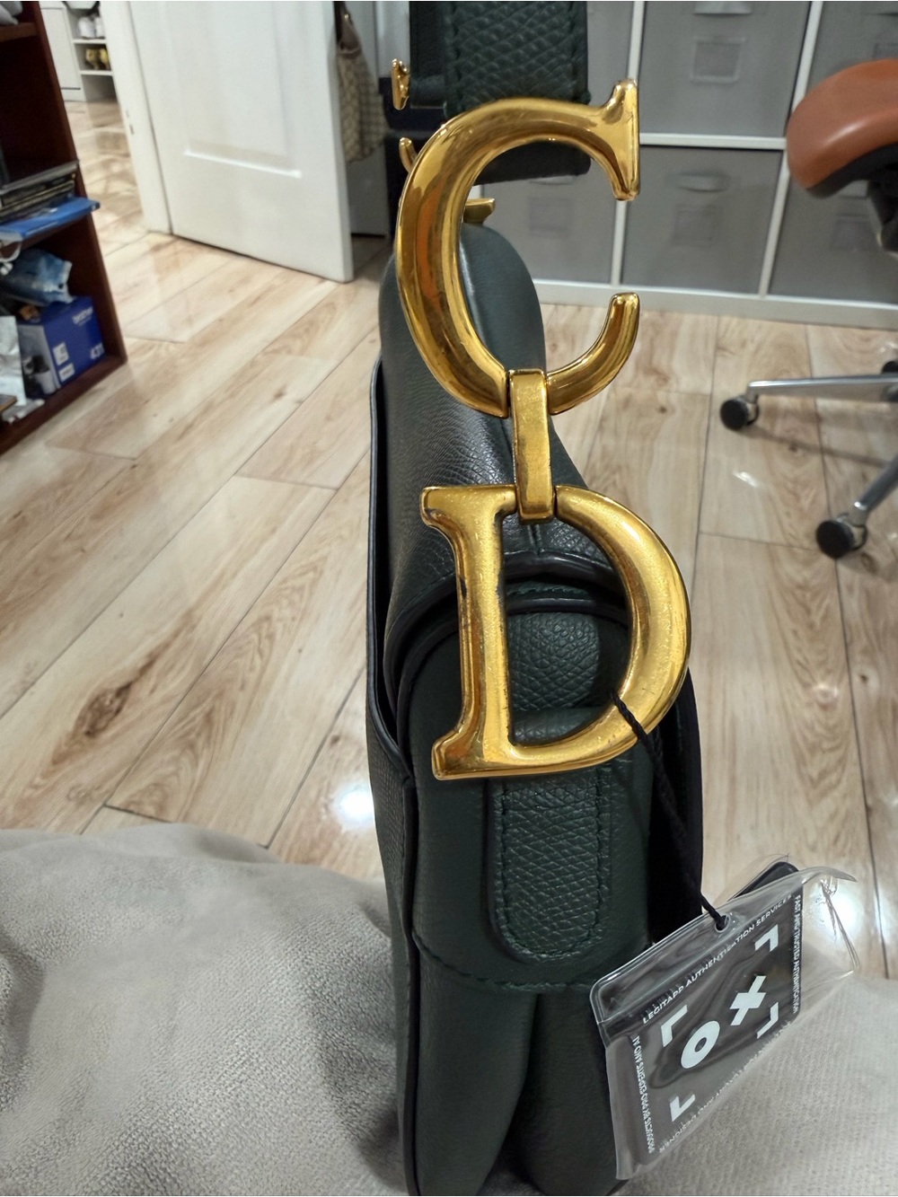 Dior Forest Green Saddle Crossbody with Gold 'D' Charm - Picture 12 of 14